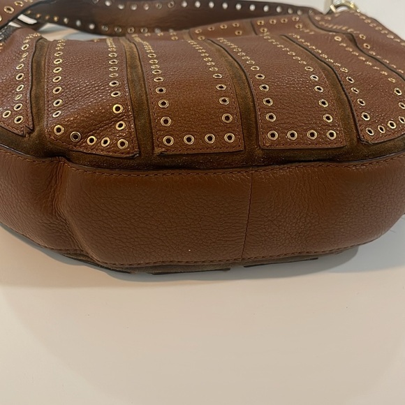 MK Michael Kors Brooklyn Grommet Leather Suede Hobo Crossbody Bag Caramel brown - Picture 7 of 17